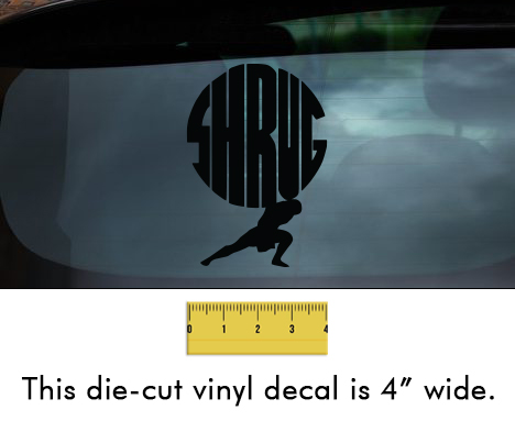 Shrug - Black Vinyl Decal/Sticker (4