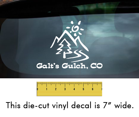 Galt's Gulch, CO - White Vinyl Decal/Sticker (7" wide)