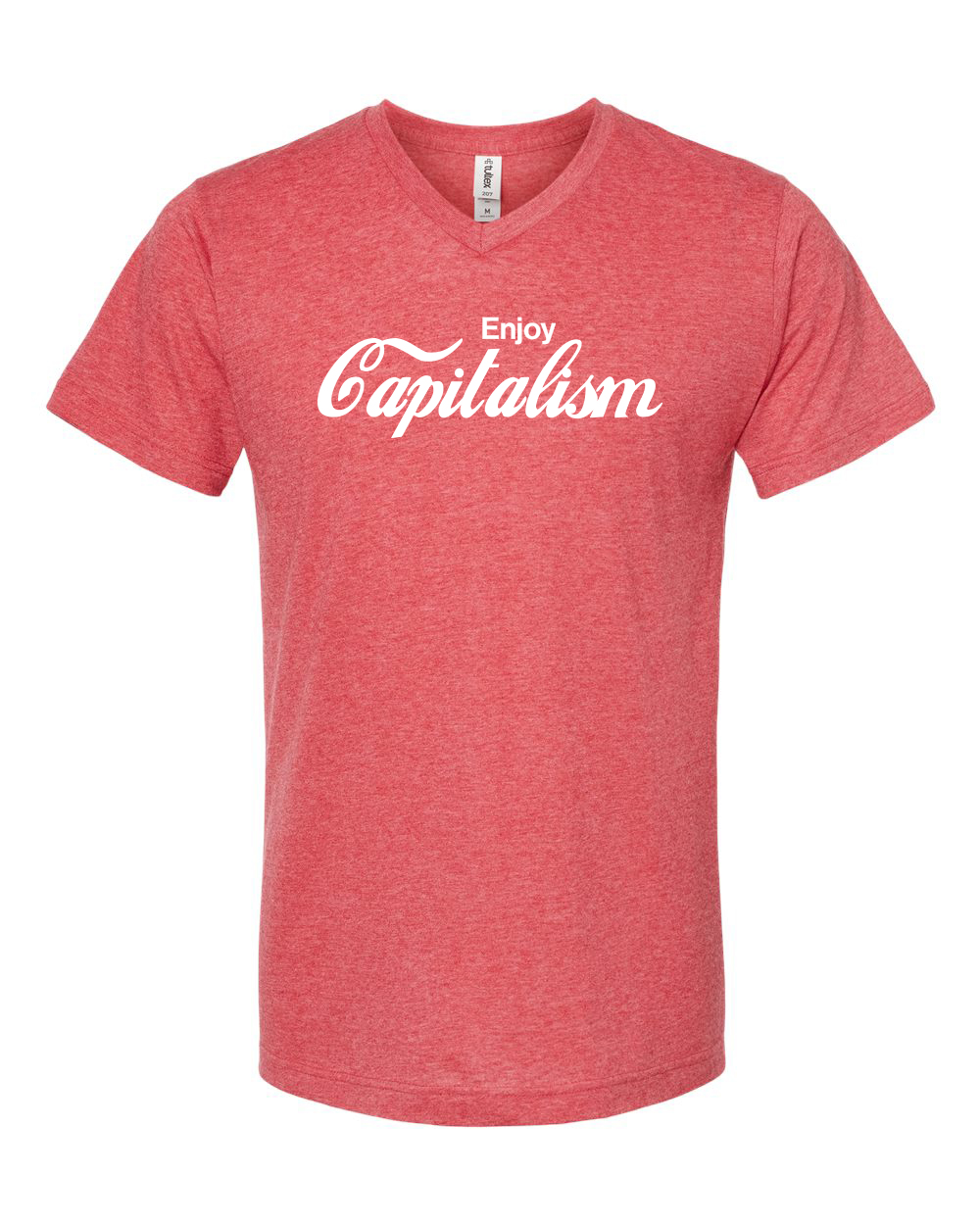 Enjoy Capitalism - Heather Red V-Neck T-Shirt