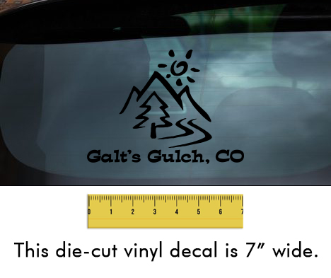 Galt's Gulch, CO - Black Vinyl Decal/Sticker (7" wide)