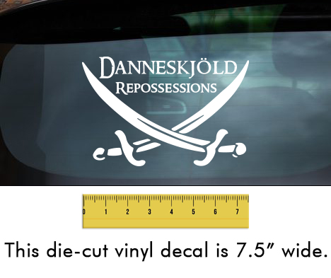 Danneskjöld Repossessions (Swords) - White Vinyl Decal/Sticker (7.5" wide)