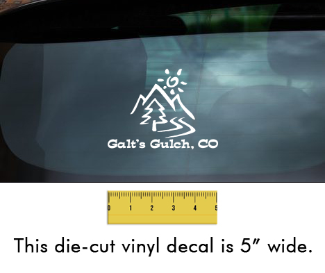 Galt's Gulch, CO - White Vinyl Decal/Sticker (5" wide)