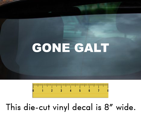 GONE GALT - White Vinyl Decal/Sticker (8" wide)