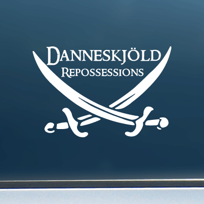 Danneskjöld Repossessions (Swords) - White Vinyl Decal/Sticker (7.5" wide)