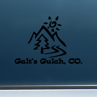 Galt's Gulch, CO - Black Vinyl Decal/Sticker (Larger Size - 7" wide)