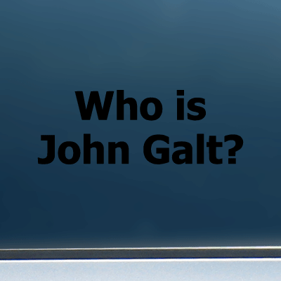 Who is John Galt? (Plain Text) - Black Vinyl Decal/Sticker (5" wide)