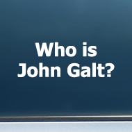 Who is John Galt? (Plain Text) - White Vinyl Decal/Sticker (5" wide)