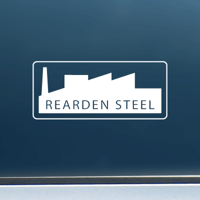 Rearden Steel (Factory) - White Vinyl Decal/Sticker (8" wide)