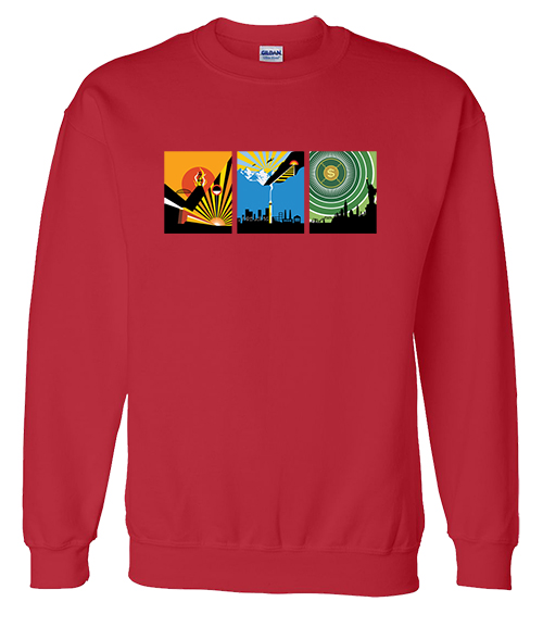 Story of Atlas Shrugged in an Art Deco Series - Full-Color Crewneck Sweatshirt
